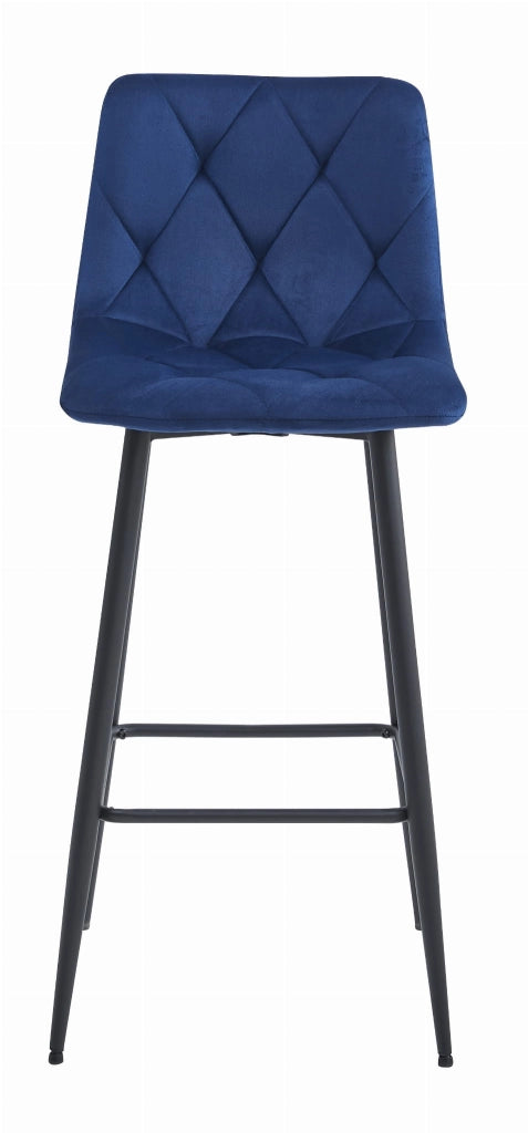 Valora KODA SGABELLO Velluto Blu Navy Gambe Nere