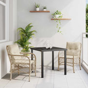 Set da Pranzo per Giardino con cuscino 3 pcs Beige polyrattan