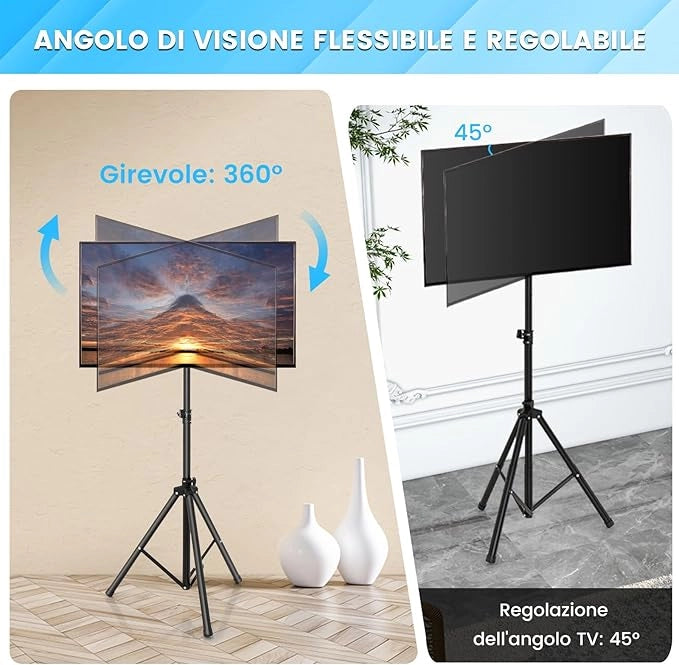 Supporto TV da Pavimento per Schermi Plasma/LCD/LED 21-47 Pollici, Supporto TV Altezza Regolabile e Girevole, Porta TV con Staffe Fino a 35 kg, Max VESA 400 x 400 mm