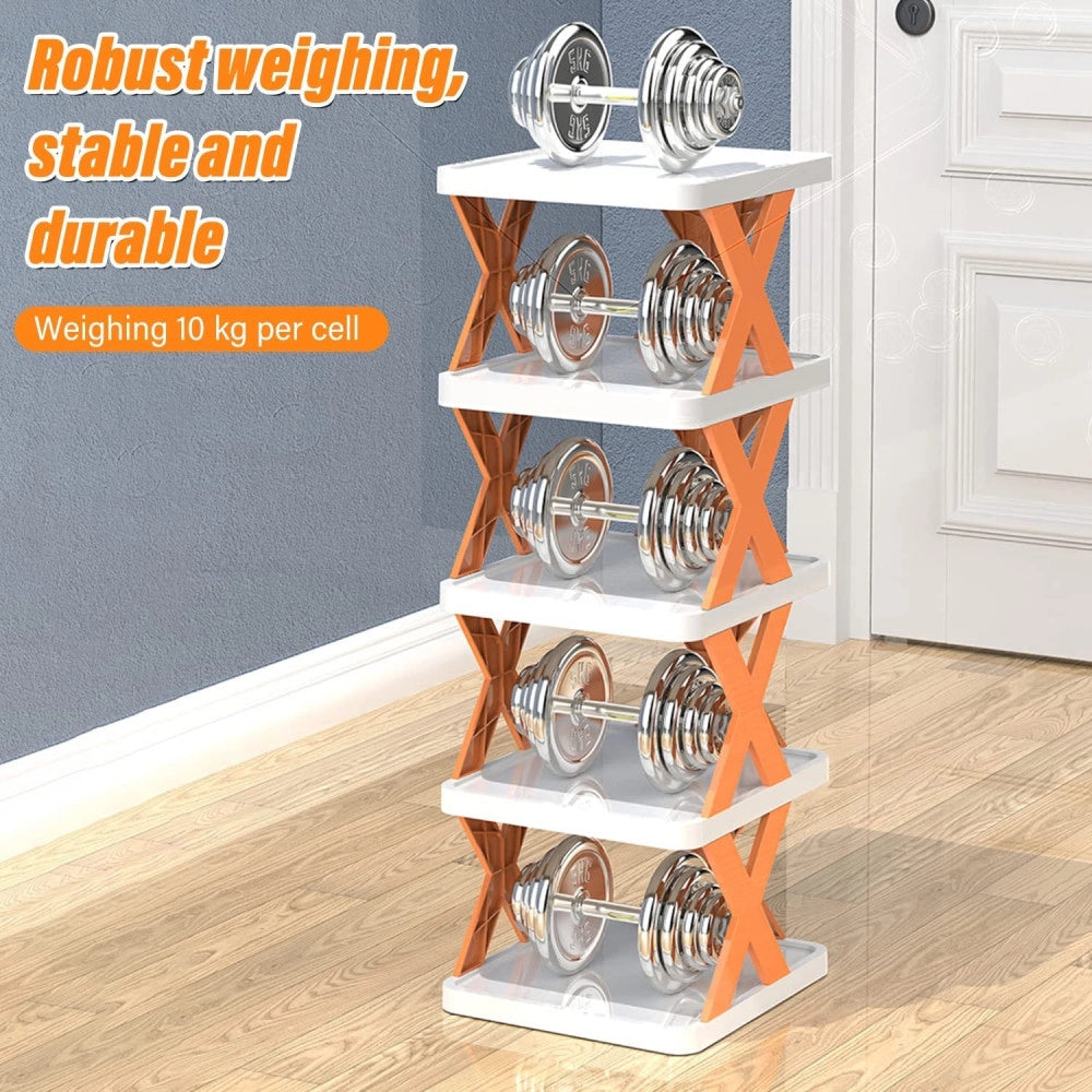 Trade Shop - Organizer Per Scarpiera Verticale Montaggio Rapido 7 Livelli Ripiano Pieghevole -