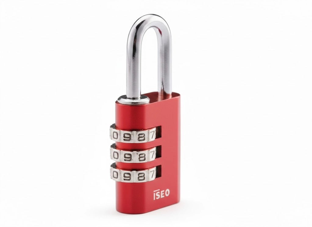 LUCCHETTO A COMBINAZIONE A 3 COMBINATORI- - mm.28,5 rosso (P0153027R) - 12 pezzi ISEO