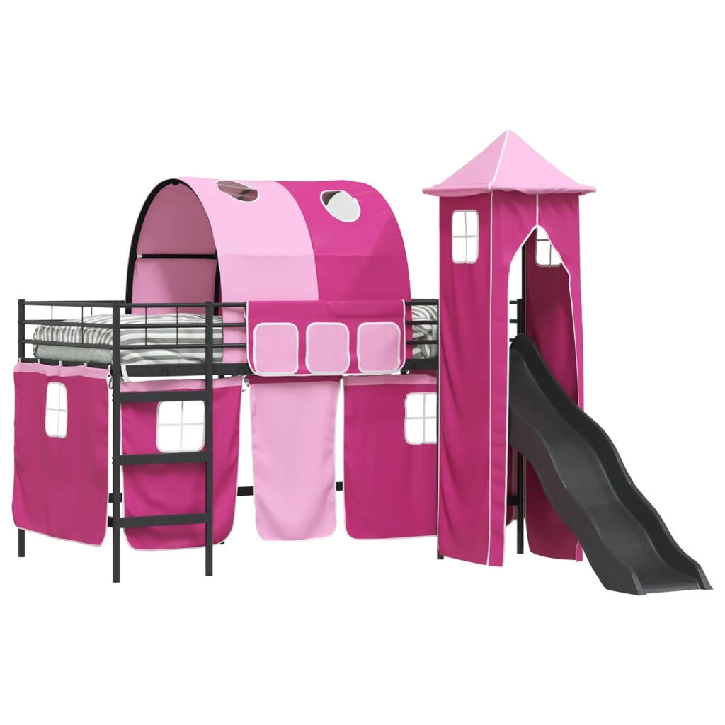 Struttura del letto loft per bambini Nero e rosa 107 x 200 cm