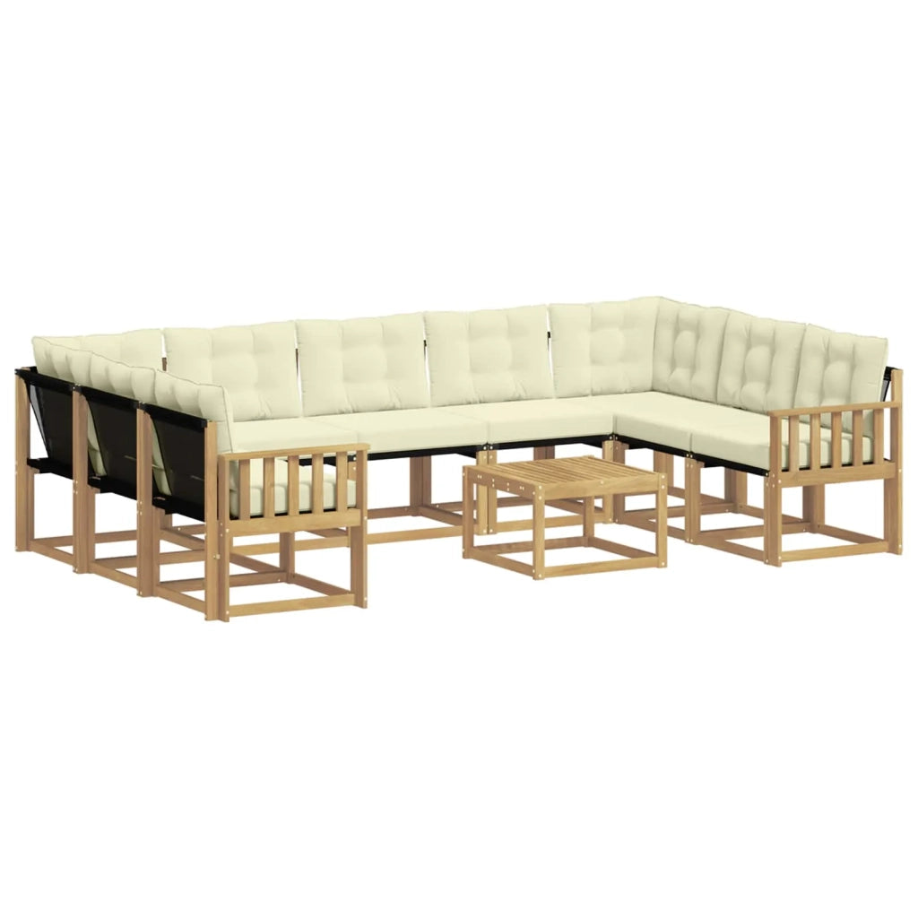 Set di divani da esterno con cuscino 10 pcs Bianco e Crema 3389880