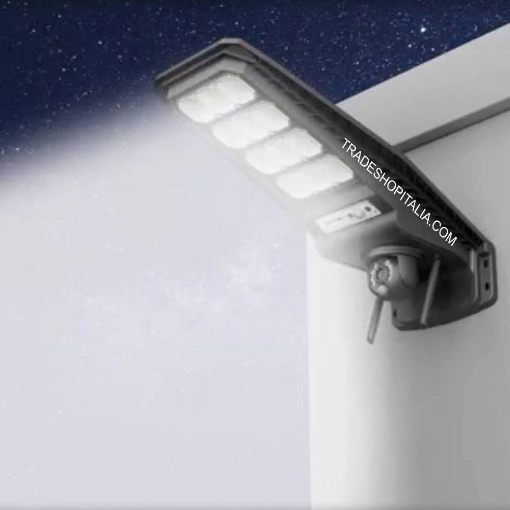Trade Shop - Lampione Solare Sensore Di Movimento E Telecomando Con Telecamera Ip Integrata -