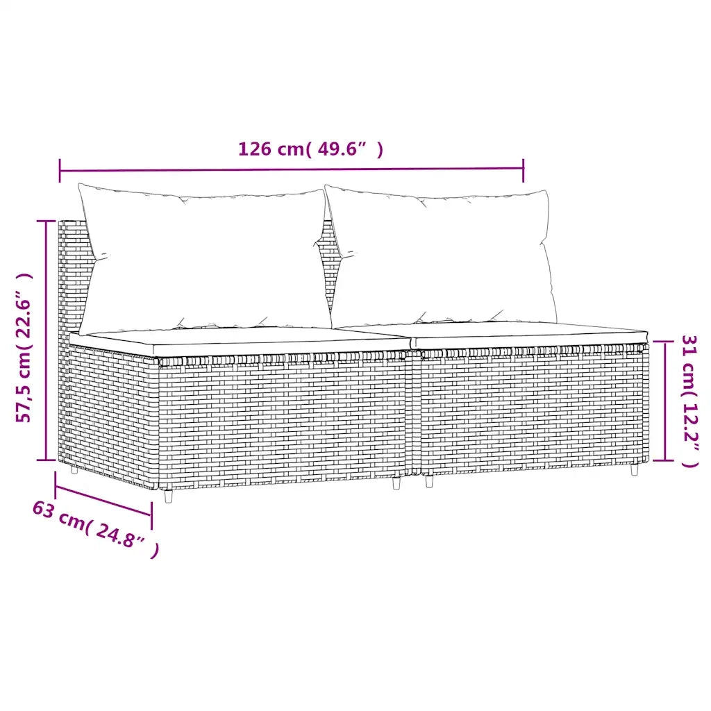 Divani Centrali da Giardino con Cuscini 2pz Polyrattan Marrone 319834