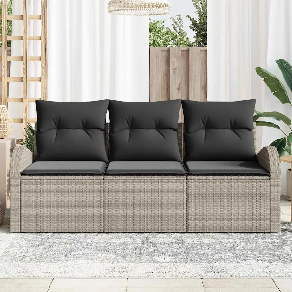 Set Divano da Giardino 3 pcs Grigio chiaro Poly Rattan 3345902