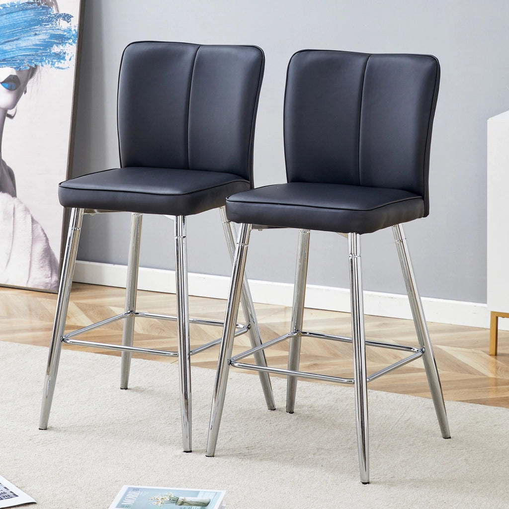 SGABELLO BAR Set da 2 pezzi 54x54x51 cm PU Nero e Argento