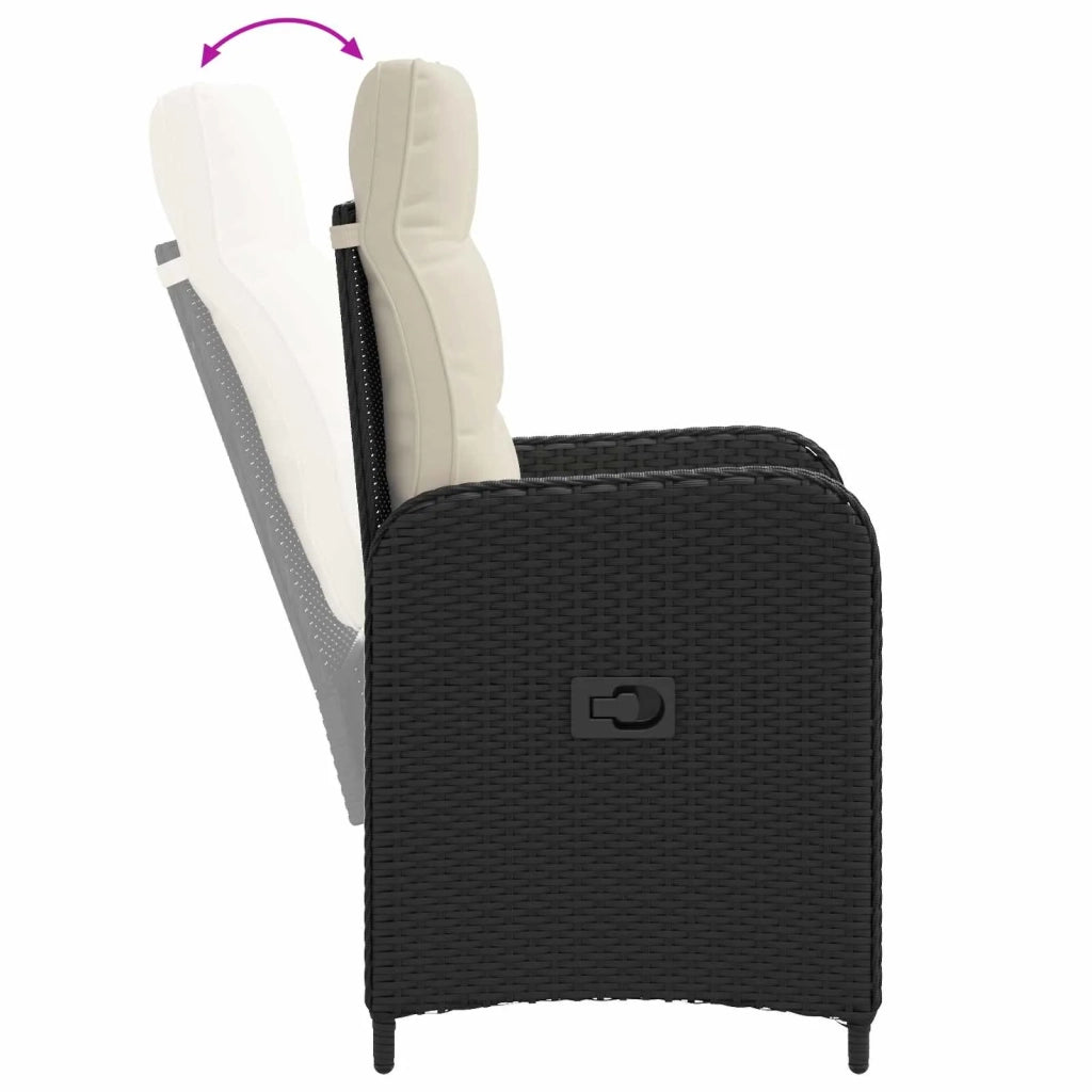 Set Lounge da Giardino 2 pz Nero e Bianco Crema 3422354