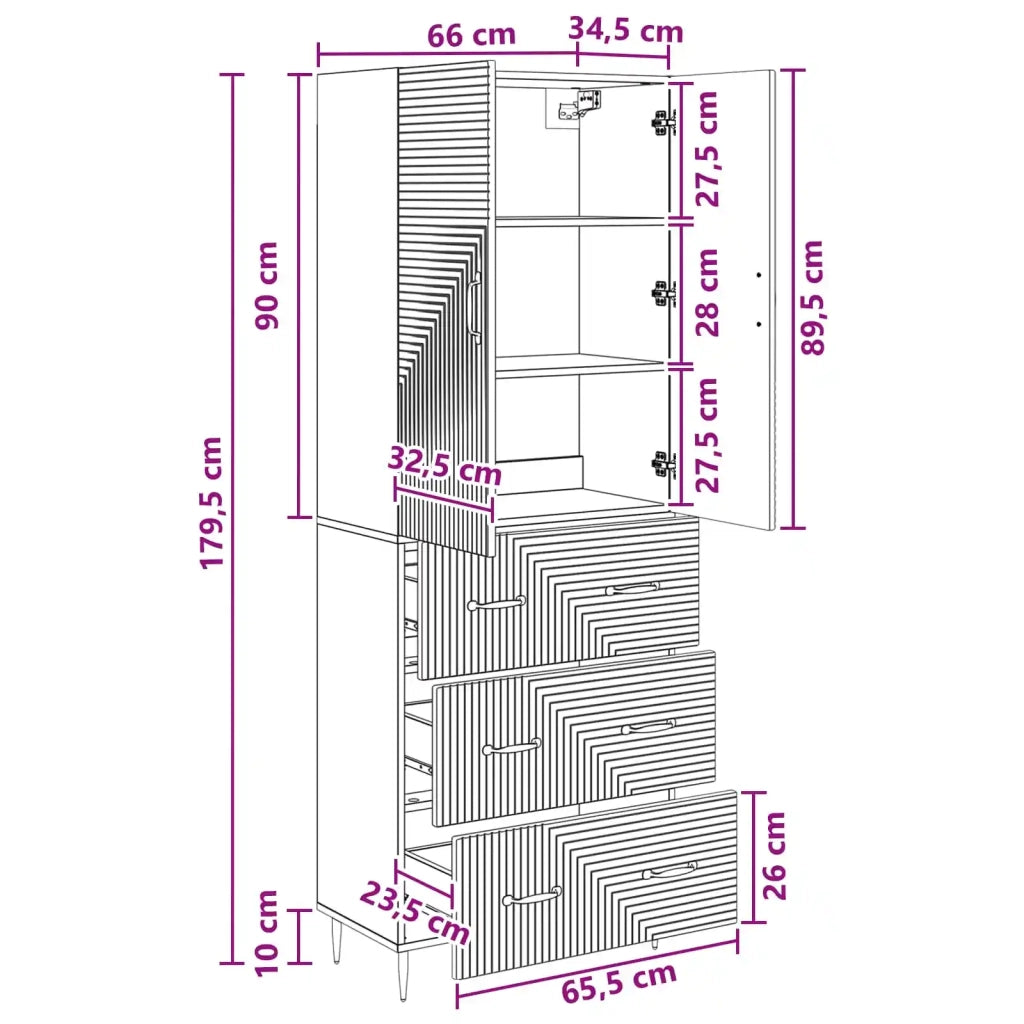 Set di armadi 2 pcs Sonoma grigio 66 x 34,5 x 90 cm 3416643