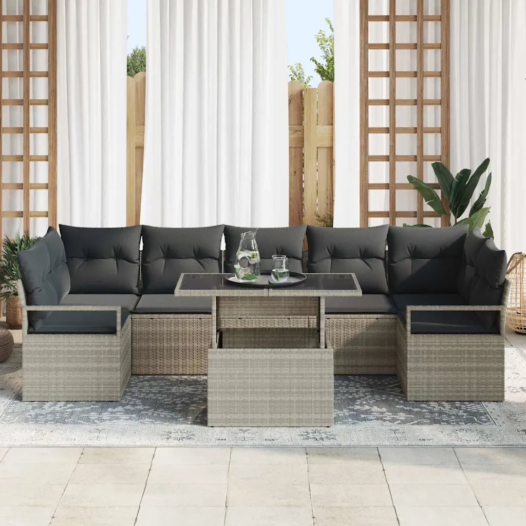 Set Divano da Giardino 8 pcs Grigio chiaro polyrattan