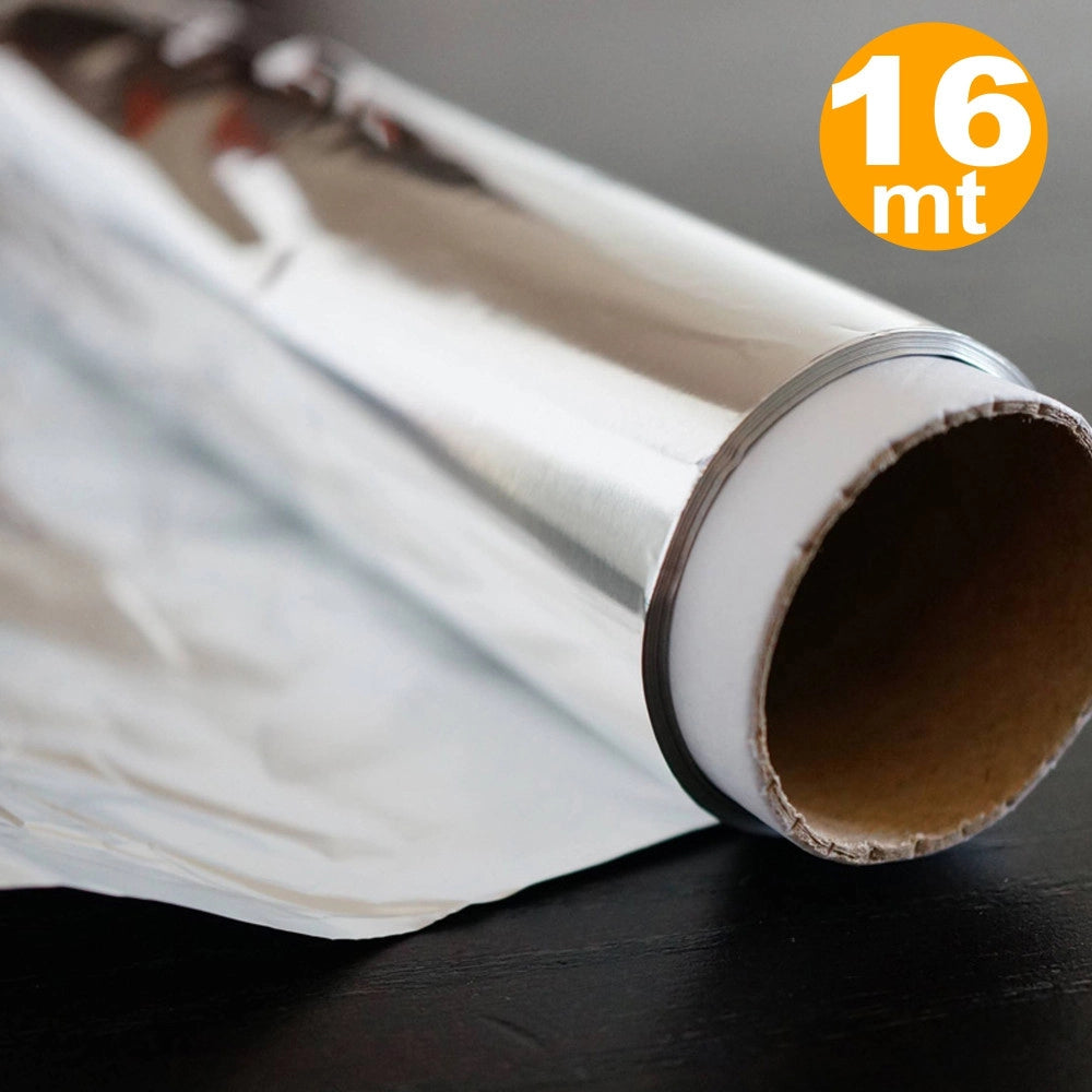 Trade Shop - Pellicola Alluminio Per Alimenti 16 Mt Ultraresistente Conserva Protegge E Cuoce -