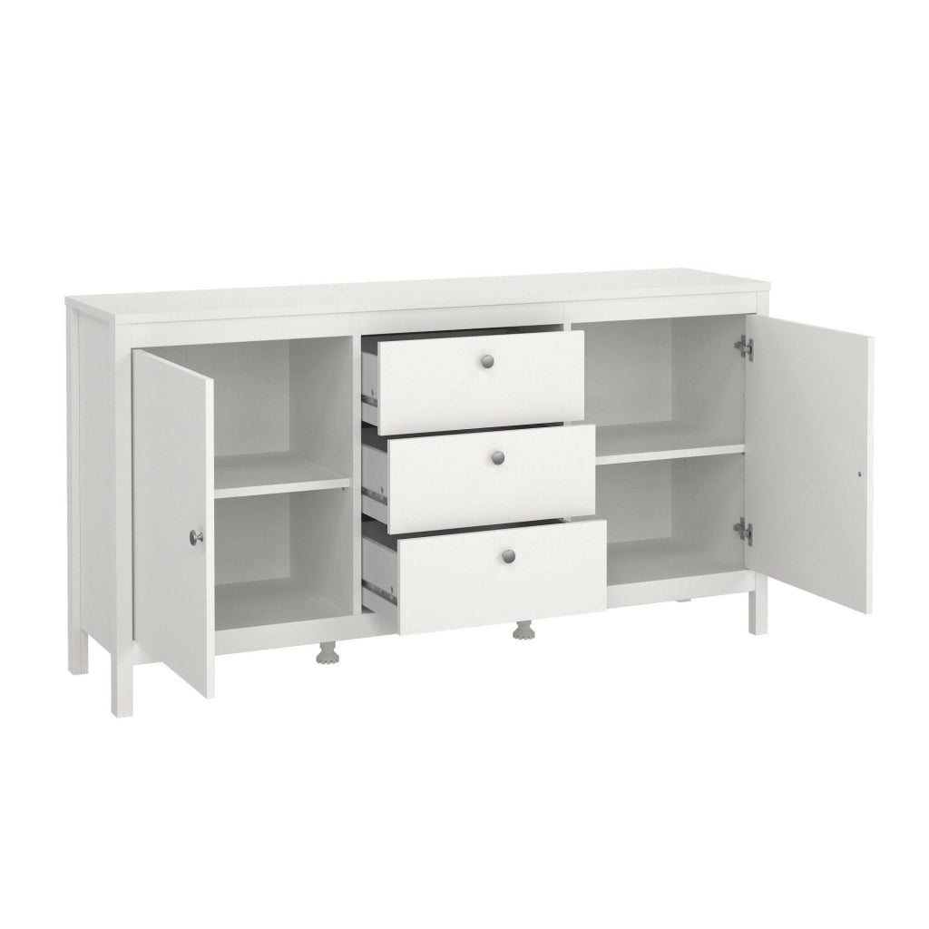 Credenza Whitney, Buffet da soggiorno, Madia da salotto, Dispensa da cucina, 151x38 h80 cm, Bianco