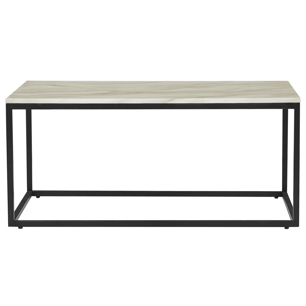Tavolino Gambe in Metallo Effetto Marmo Nero 100 x 60 cm Rettangolare Industrial Glam