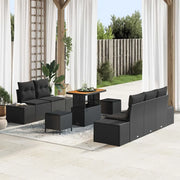Set Divano da Giardino con cuscino 8 pcs Nero Poly Rattan 3364679