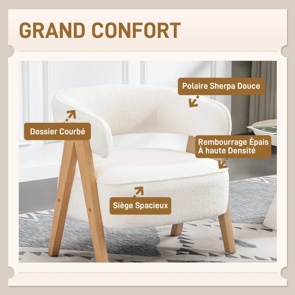 Poltrona relax in tessuto ¨C Minimal ¨C 70x64x71 cm, bianco