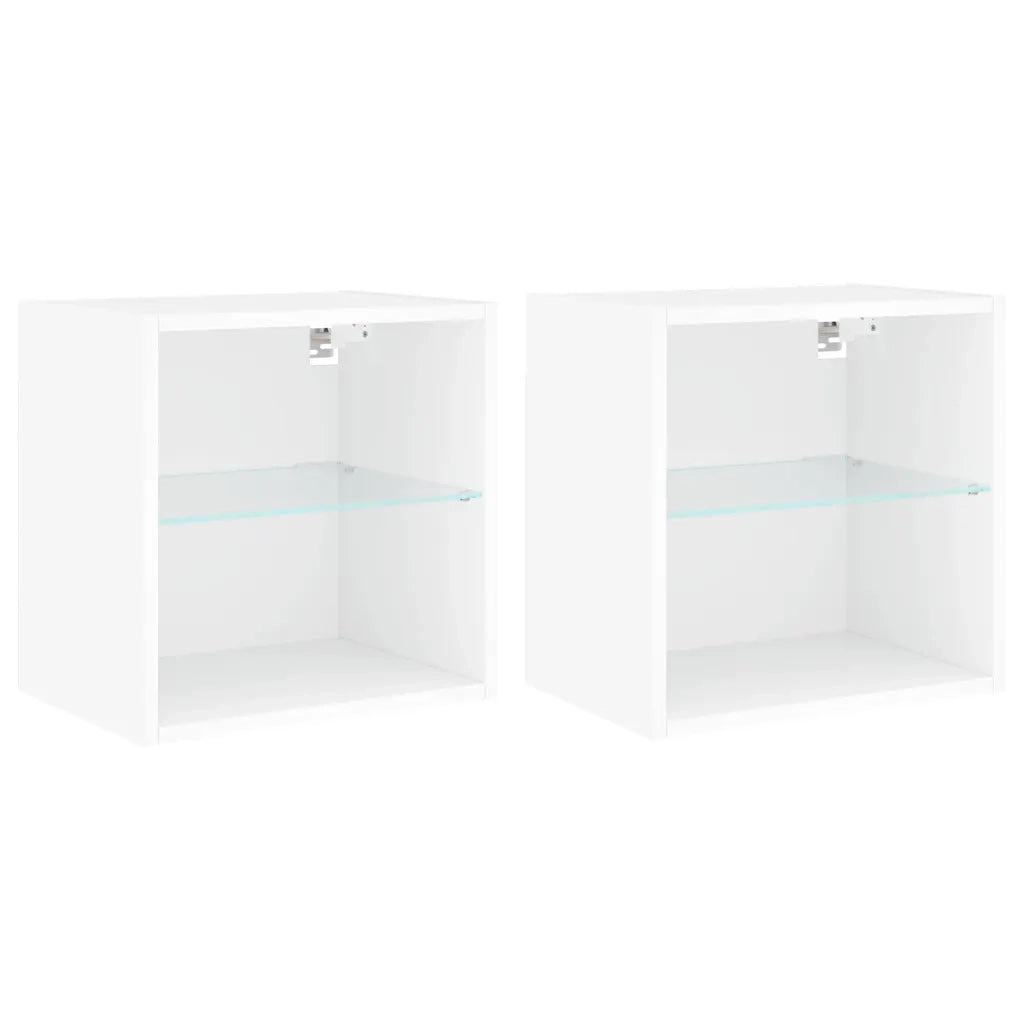 Comodini con Luci LED a Parete 2pz Bianchi 837065