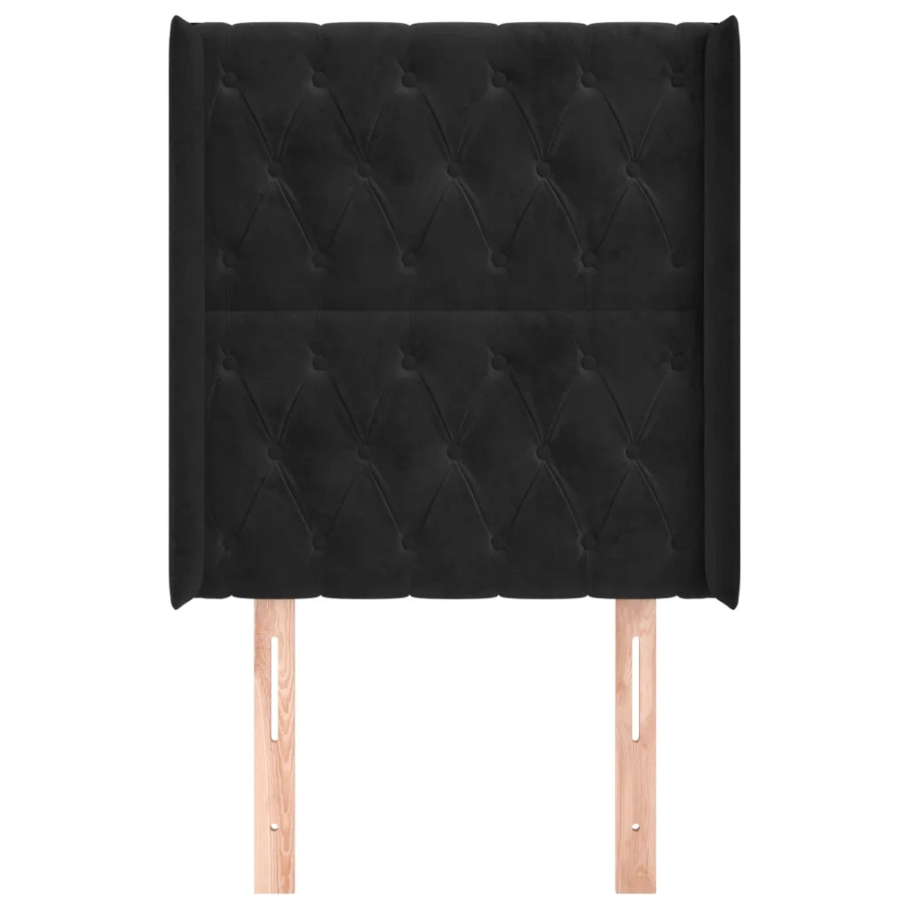 Testiera ad Orecchio-Testata con Orecchie Nera 83x16x118/128 cm in Velluto 902845