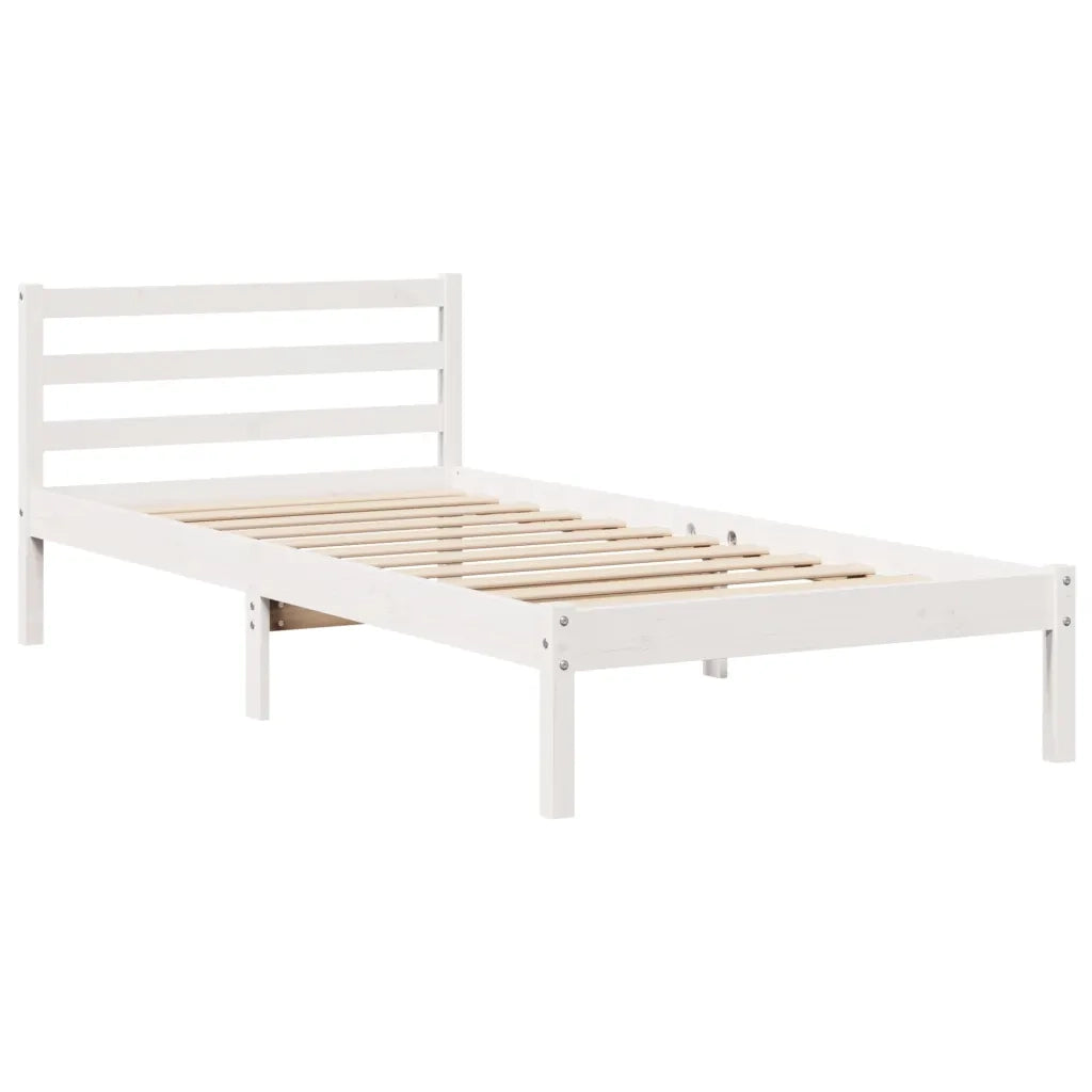 Letto senza Materasso Bianco 75x190 in Legno Massello di Pino