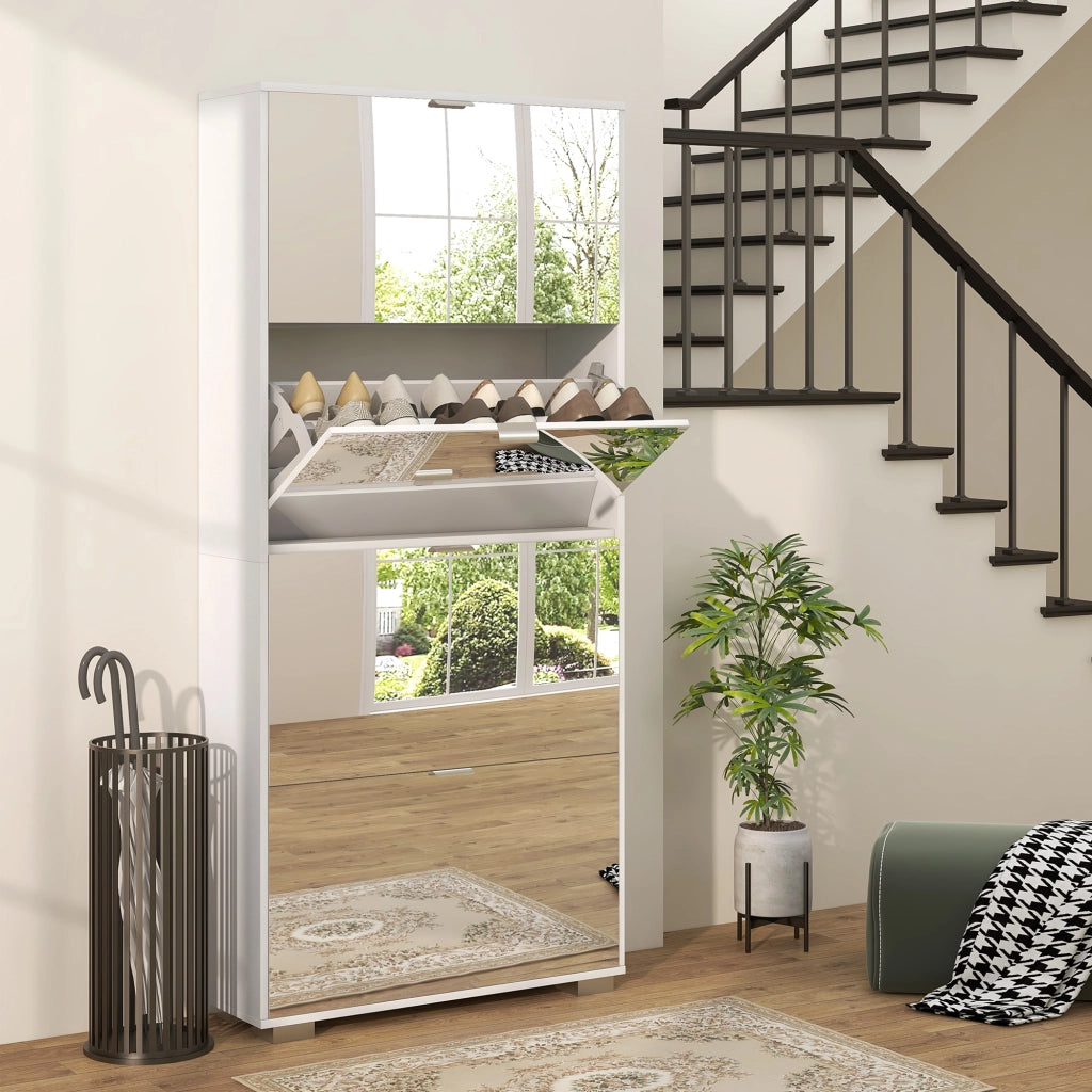 Scarpiera con Specchio e Cassetti ¨C Minimal ¨C Bianco 76x26x178
