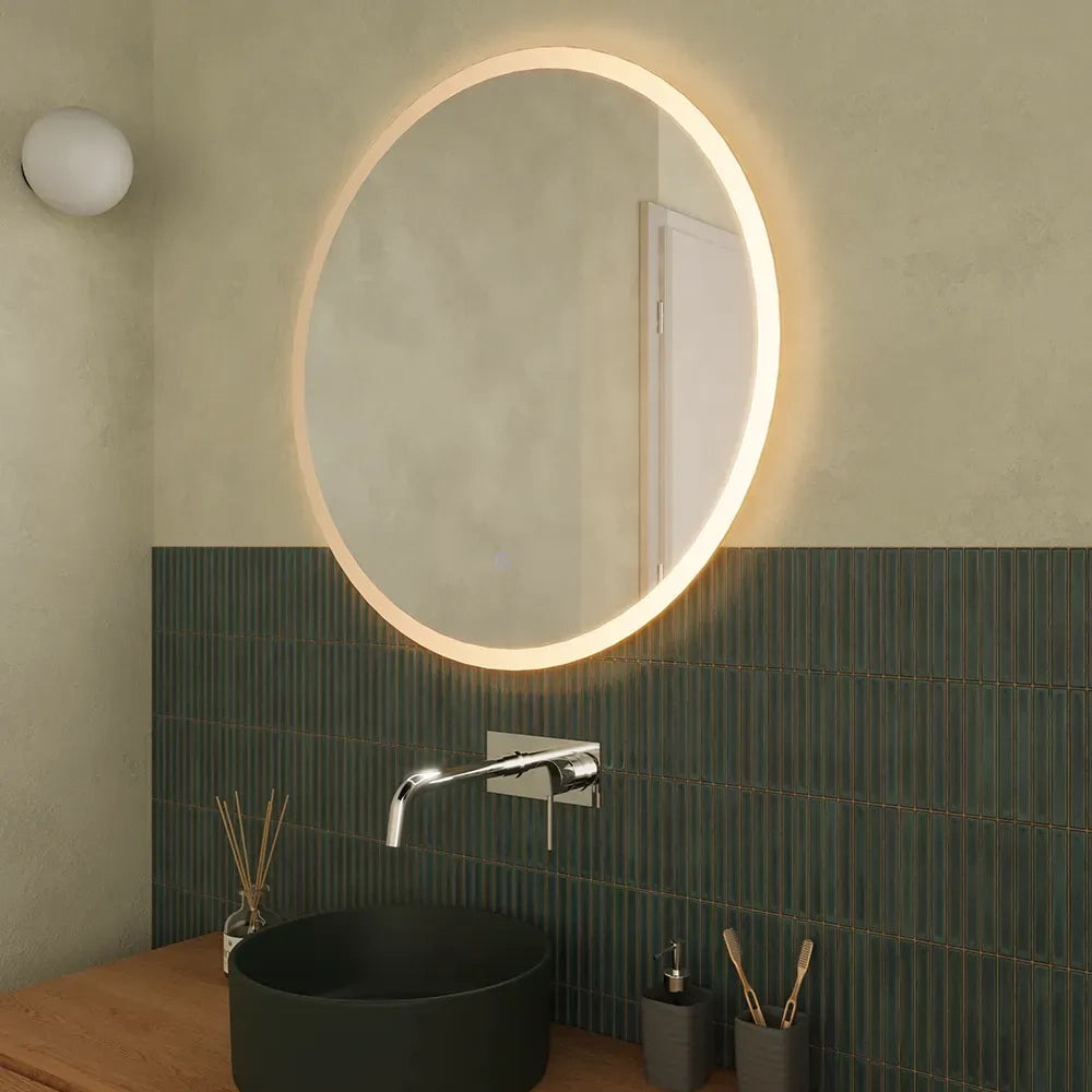 Specchio led Ø 70 cm touch screen luce calda/fredda | Beam