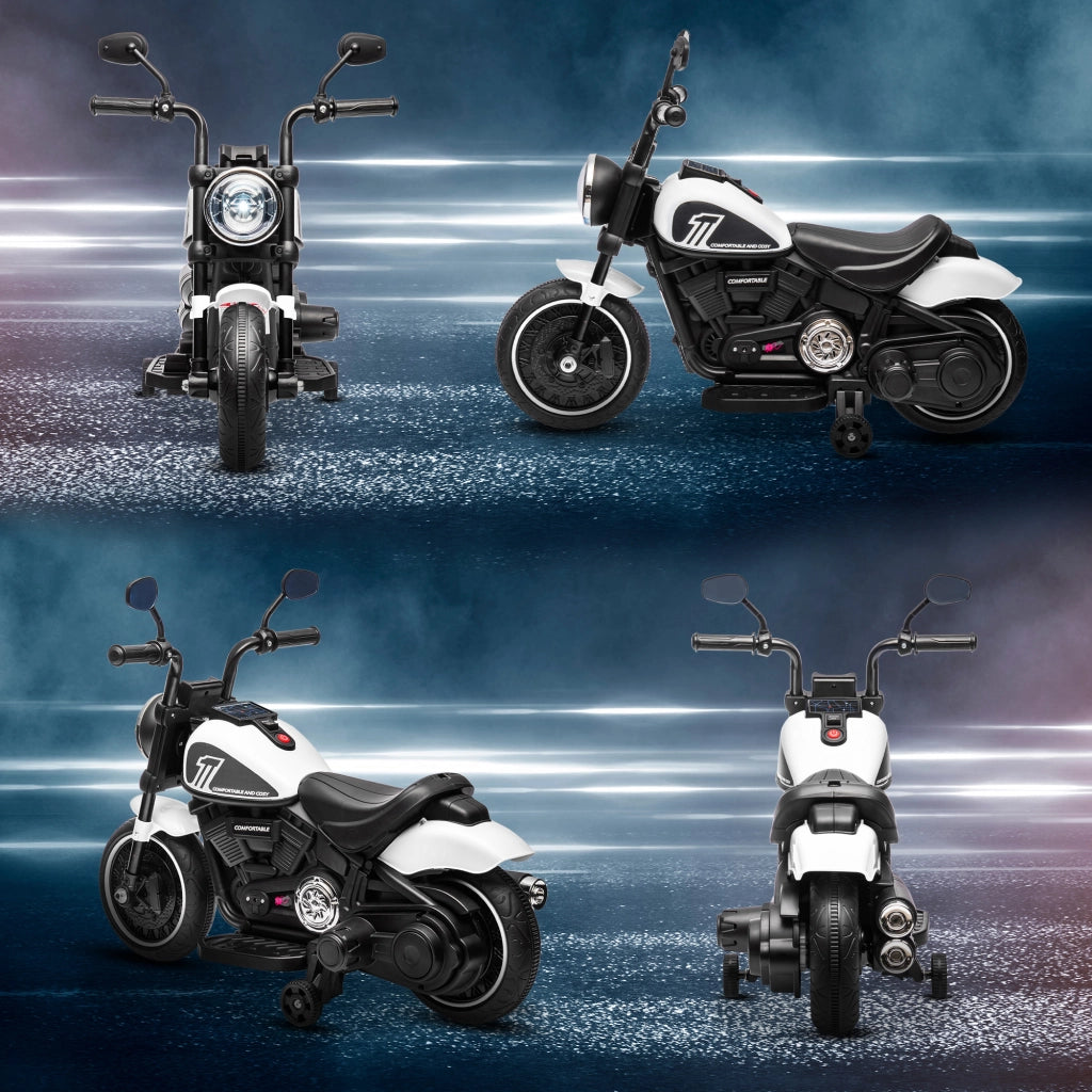 Moto Elettrica per Bambini 18-36 Mesi ¨C Xylo ¨C Batteria 6V Bianco con Ruote Ausiliarie