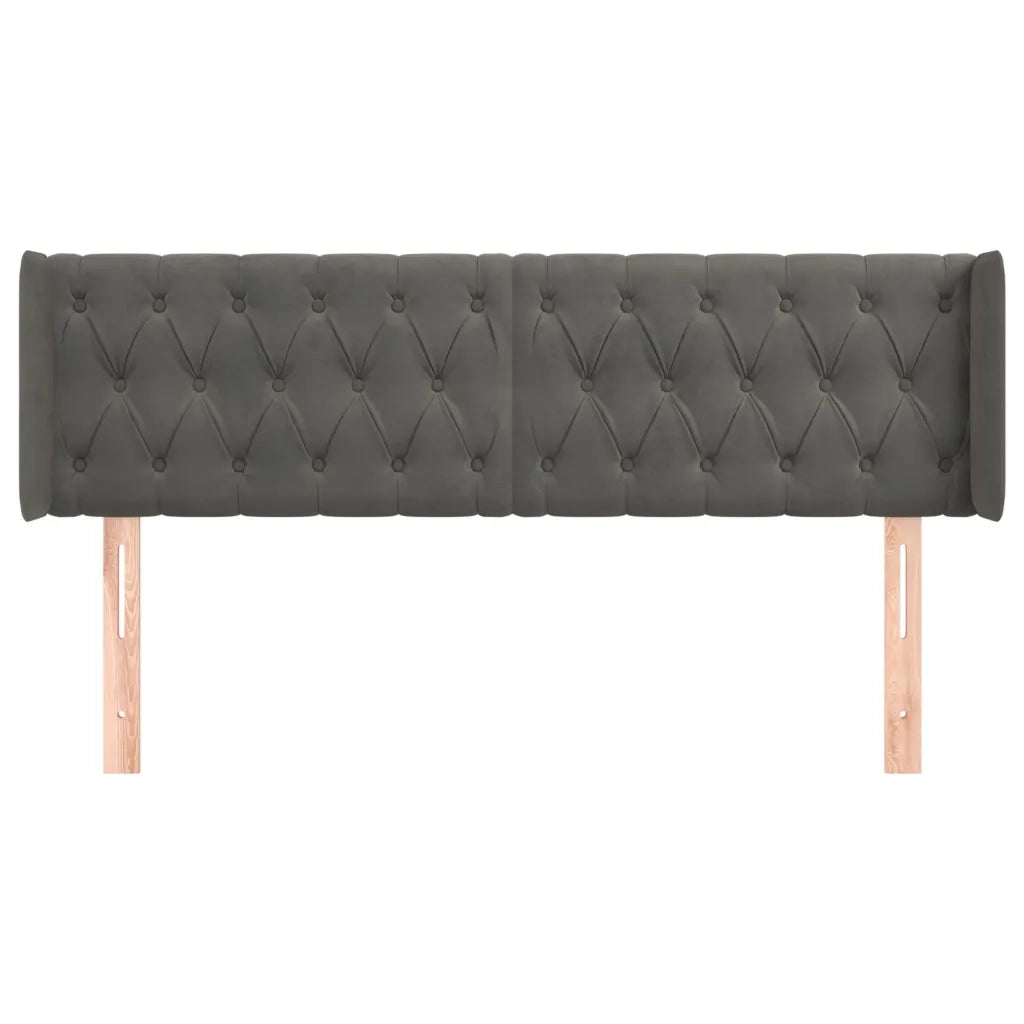 Testiera ad Orecchio-Testata con Orecchie Grigio Scuro 147x16x78/88 cm in Velluto 389611