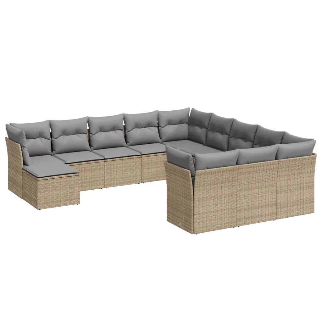 Set Divani da Giardino 12 pz con Cuscini Beige in Polyrattan 3250468