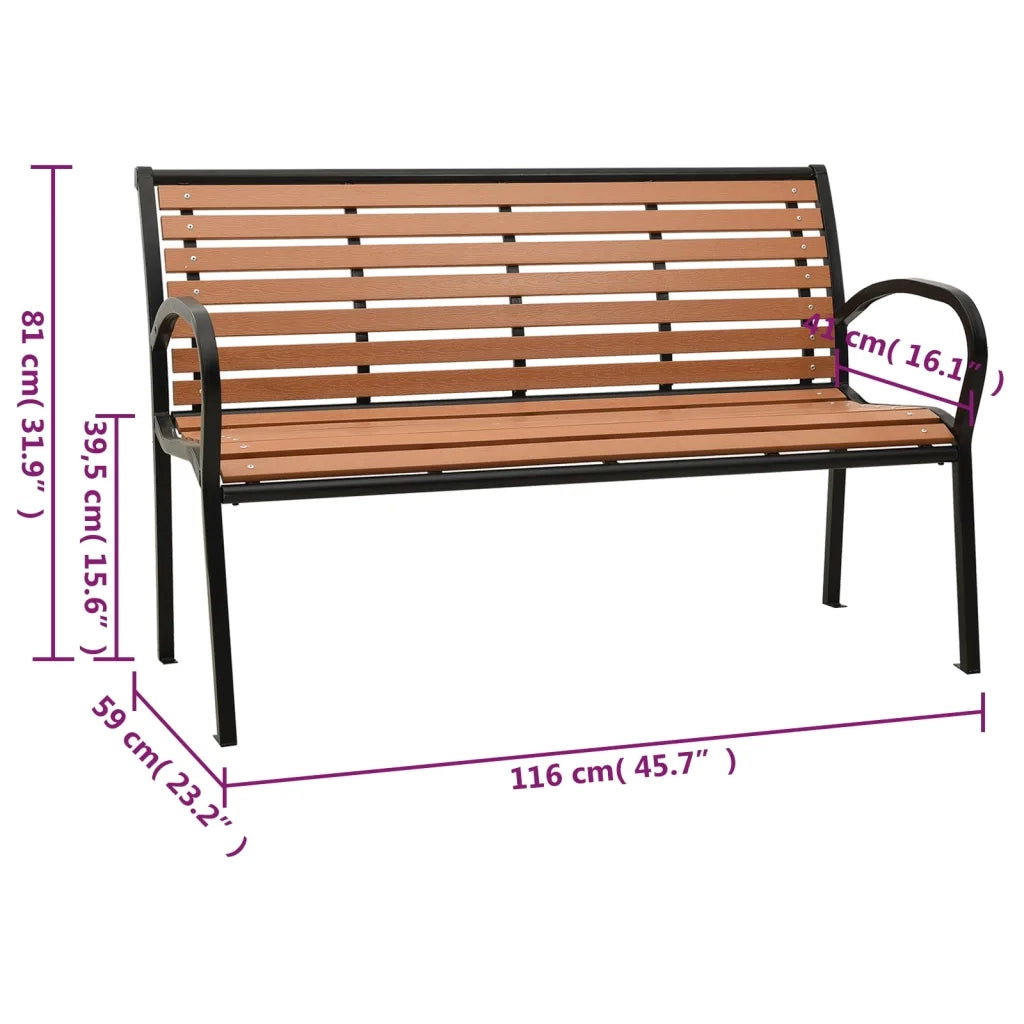 Panca da Giardino Nera e Marrone 116 cm Acciaio e WPC 319579