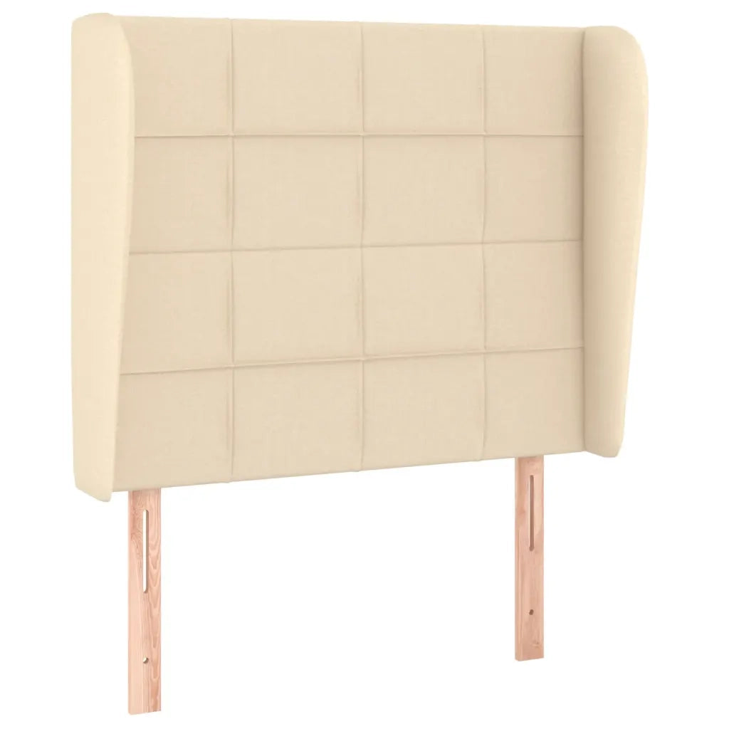 Testiera ad Orecchio-Testata con Orecchie Crema 103x23x118/128 cm in Tessuto 450741