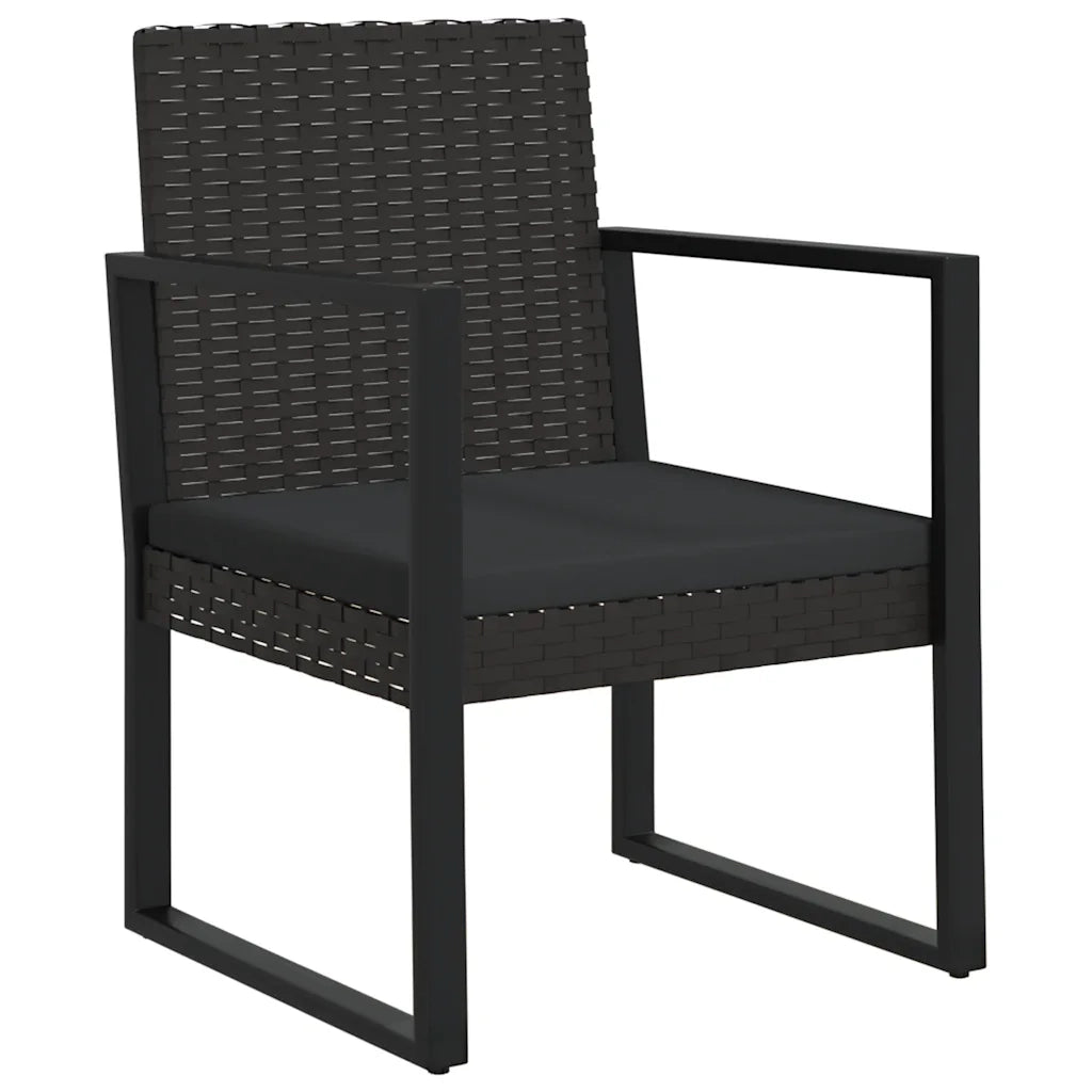 Set Divani da Giardino 3 pz | Set Salotto da Giardino con Cuscini Nero in Polyrattan