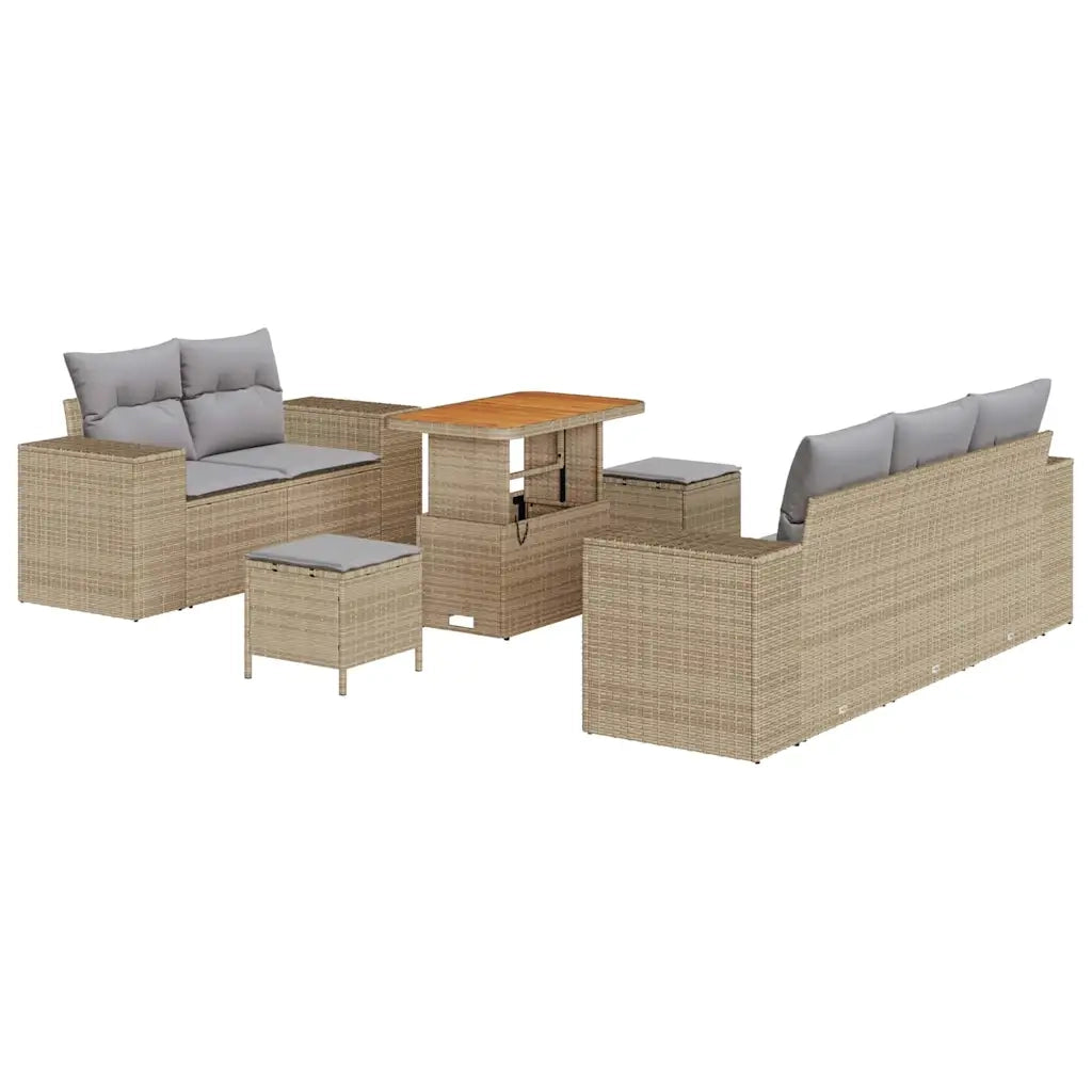 Set Divano da Giardino 8 pcs Beige polyrattan