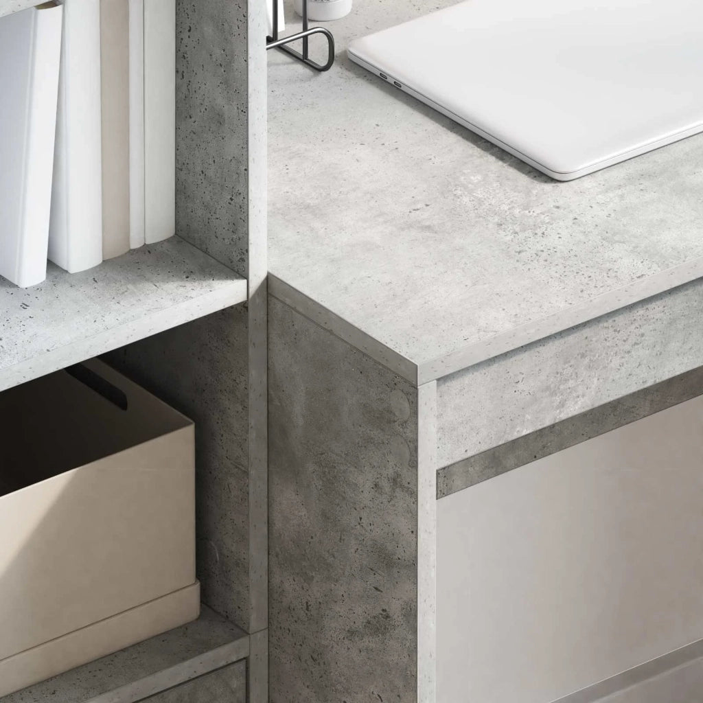 Scrivania con cassetto con lo scaffale 2 pcs Grigio cemento 3337364