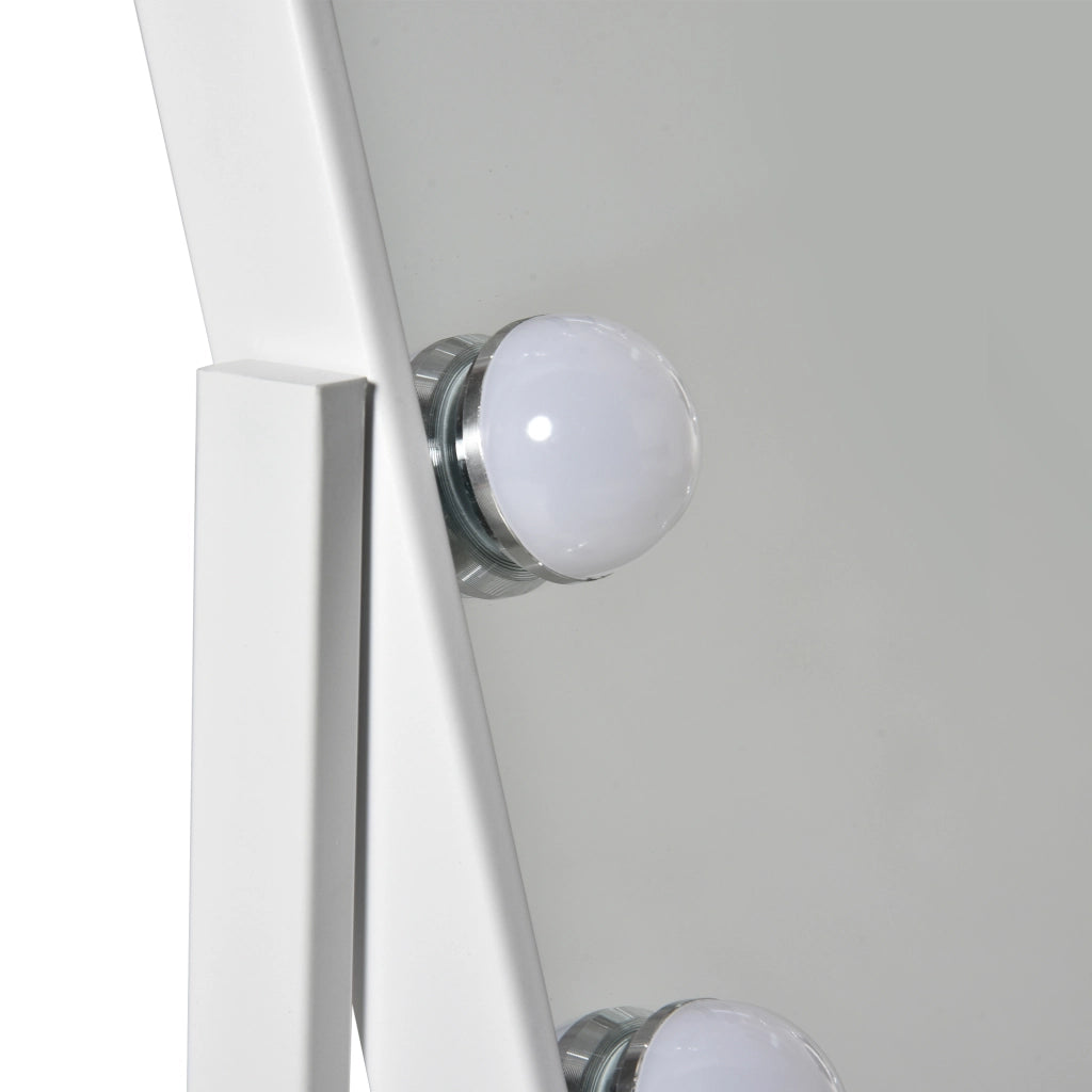 Tavolino da toeletta con specchio e luci LED, 3 modalit¨¤, touch, memoria ¨C Minimal ¨C Bianco, 32.8x11x47.4 cm