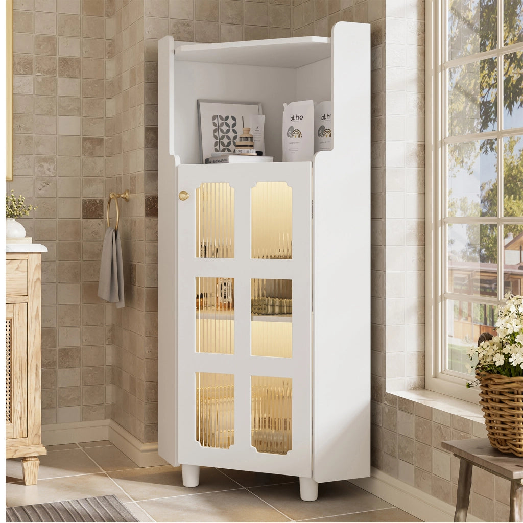 ARMADIO ANGOLO LED 63,5x124 cm Bianco in MDF