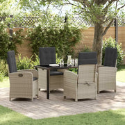 Set da Pranzo per Giardino 5 pcs Grigio chiaro polyrattan