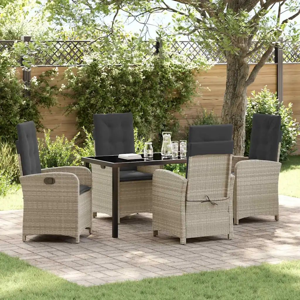 Set da Pranzo per Giardino 5 pcs Grigio chiaro polyrattan