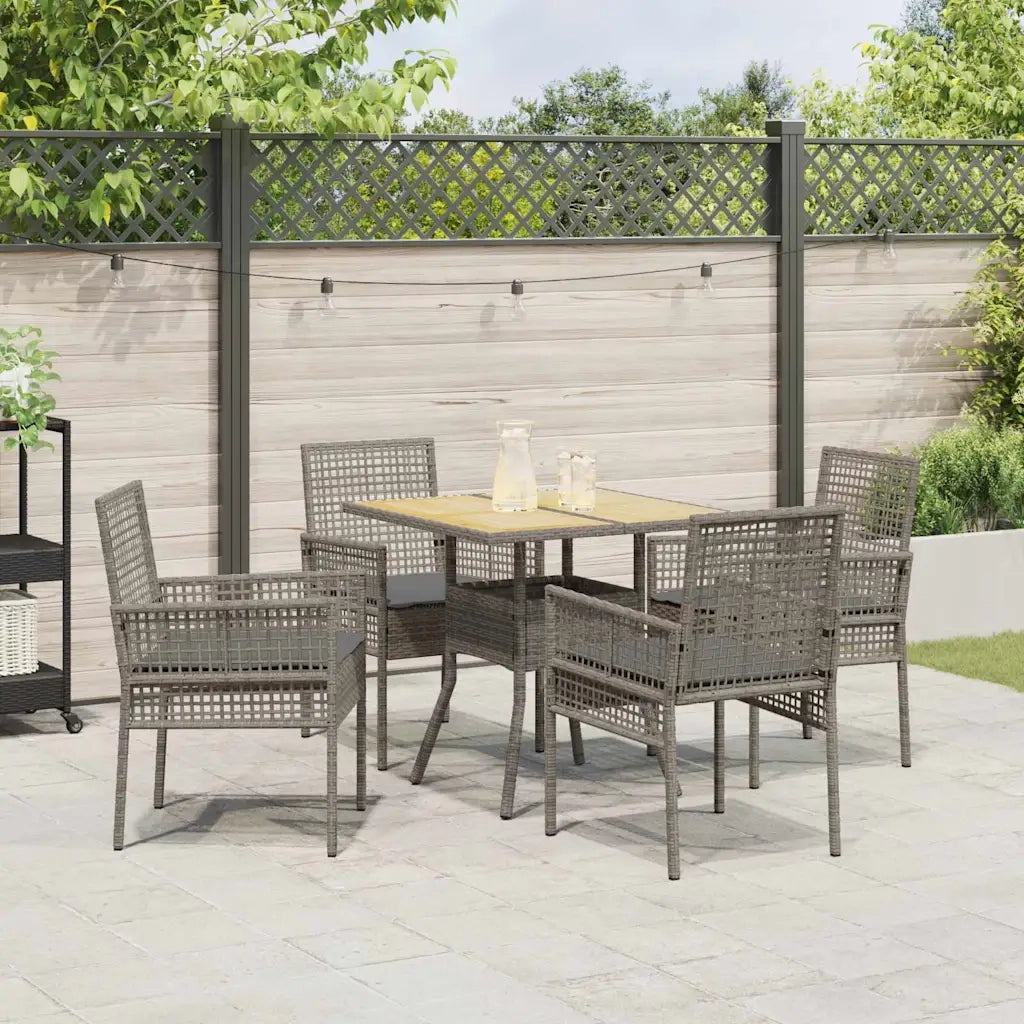 Set da Pranzo per Giardino 5 pcs Grigio polyrattan 3334938
