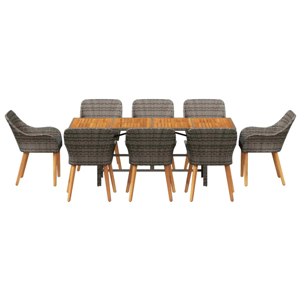 Set da Pranzo per Giardino con cuscino 9 pcs Grigio polyrattan 3261628