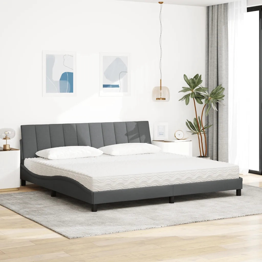 Letto con Materasso Hanko Grigio Chiaro 200x200 cm in Tessuto 3310552