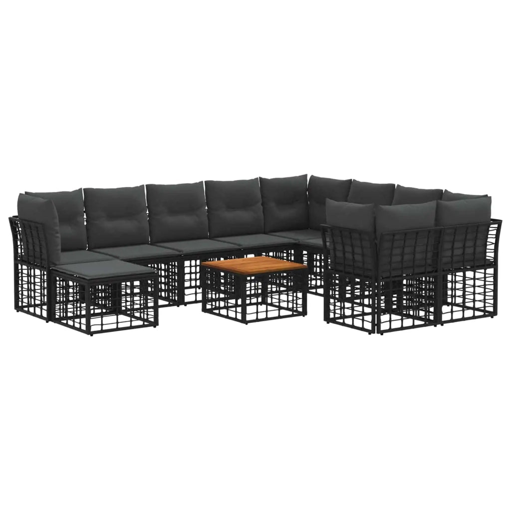 Set di divani da esterno 11 pz Nero e Grigio scuro polyrattan 3437623