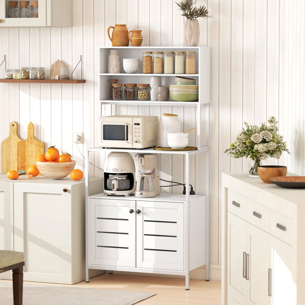 Mobile da Cucina con Presa di Corrente ¨C Xylo ¨C 2 Porte USB 2 Ante Scomparti Bianco