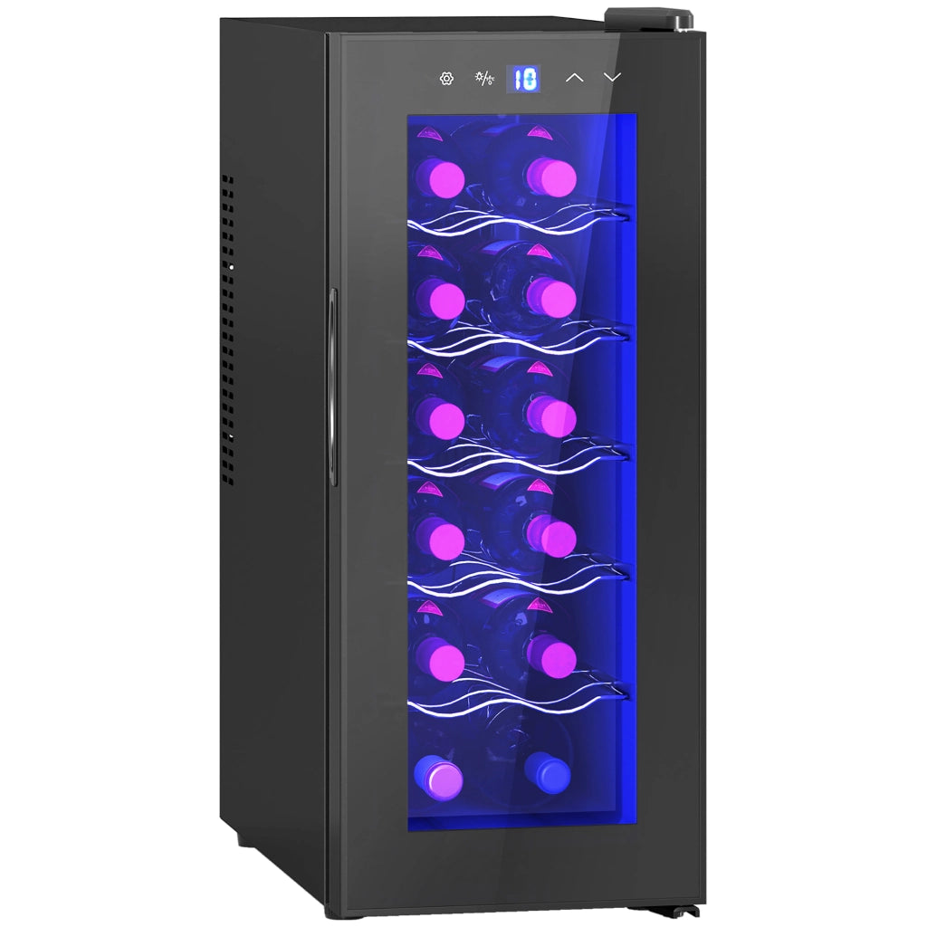 Cantinetta Vino 12 Bottiglie ¨C Xylo ¨C Doppia Zona Temperatura Ripiani Regolabili LED Nero