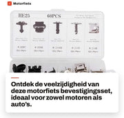 Kit di fissaggio motori 60 pezzi - Hardware - Accessorio auto - Duraturo - Alta qualità - Adatto a diversi modelli - Viti di fissaggio motori - Codice prodotto: Motorpotklemmen - Modello: 60 Stuks