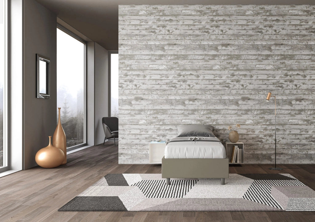 BS COM Letto singolo con rete imbottito 80x210 similpelle cappuccino
