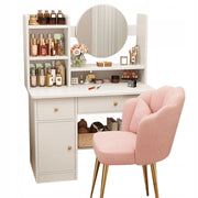 Toilette con specchio e cassetti bianca 100 cm