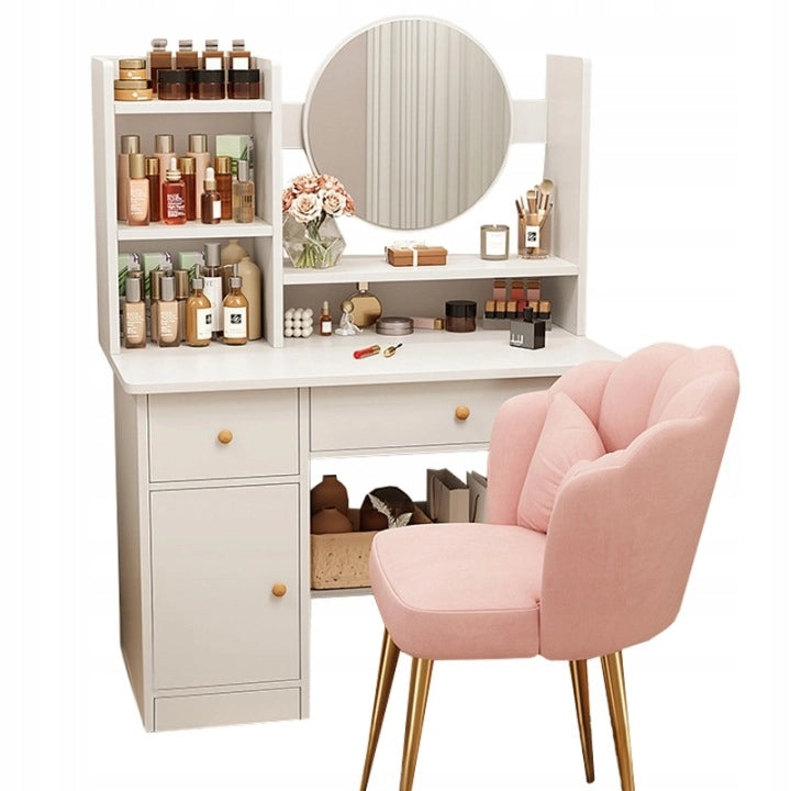 Toilette con specchio e cassetti bianca 100 cm