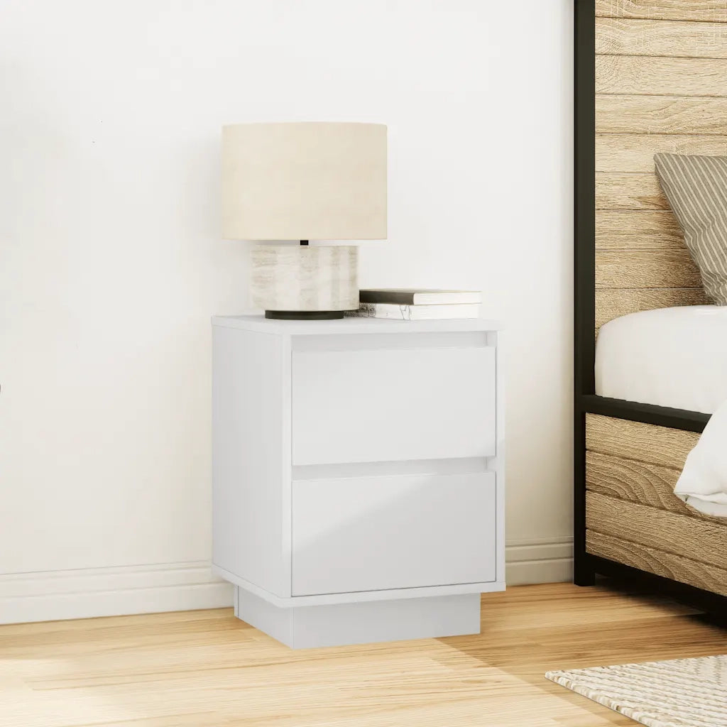 Comodini con Luci a LED 2 pz Bianco 38x34x50 cm 861284