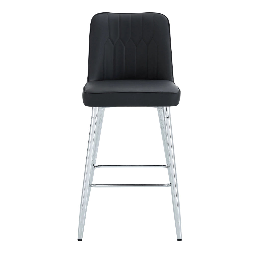 Set 2 Sgabelli da Bar ¨C MINIMAL ¨C Similpelle Nera, Struttura Metallo, 100 cm