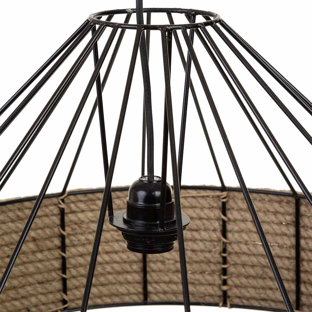 Lampada soffitto corda e metallo marrone 52x52x35h cm