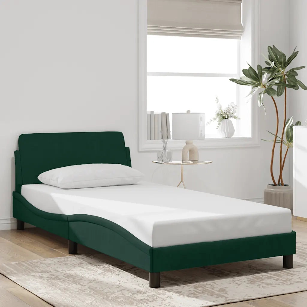 Giroletto-Struttura Letto Dover Verde Scuro 100x200 cm in Velluto
